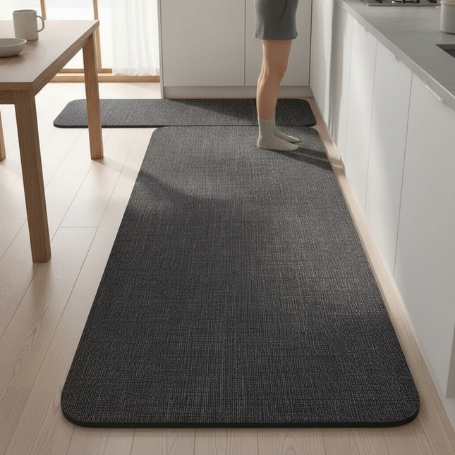 Tapis Cuisine gris foncé minimaliste antidérapant