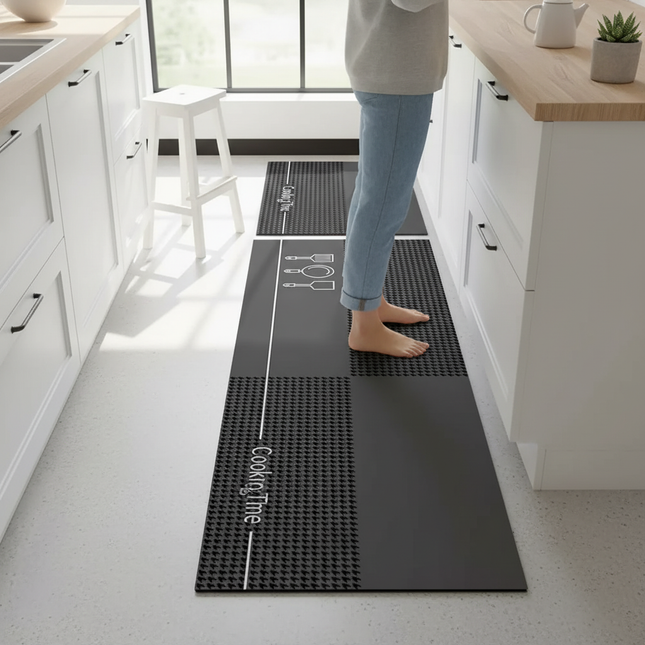 Tapis Cuisine gris design antidérapant