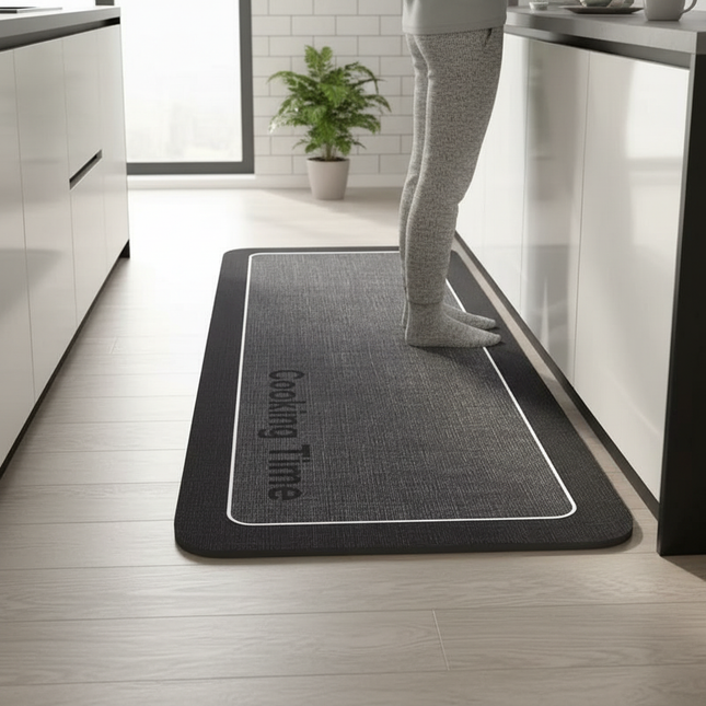 Tapis Cuisine gris minimaliste antidérapant