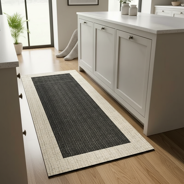 Tapis Cuisine noir beige antidérapant