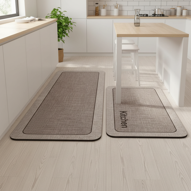 Tapis Cuisine beige texturé antidérapant