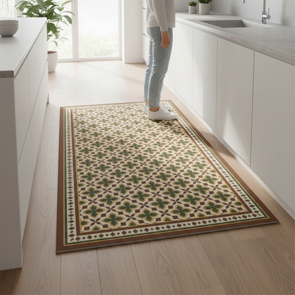 Tapis Cuisine motif géométrique rétro lavable