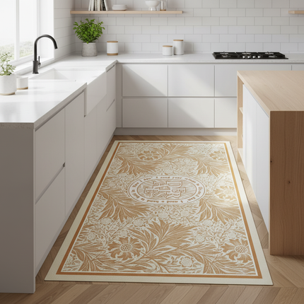 Tapis Cuisine beige rétro antidérapant