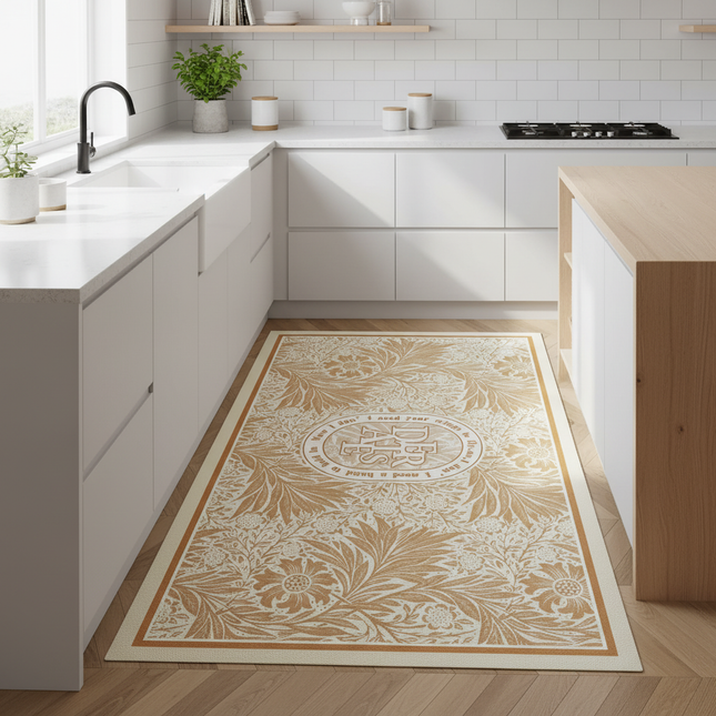 Tapis Cuisine beige rétro antidérapant