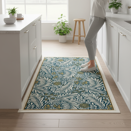 Tapis Cuisine floral rétro antidérapant