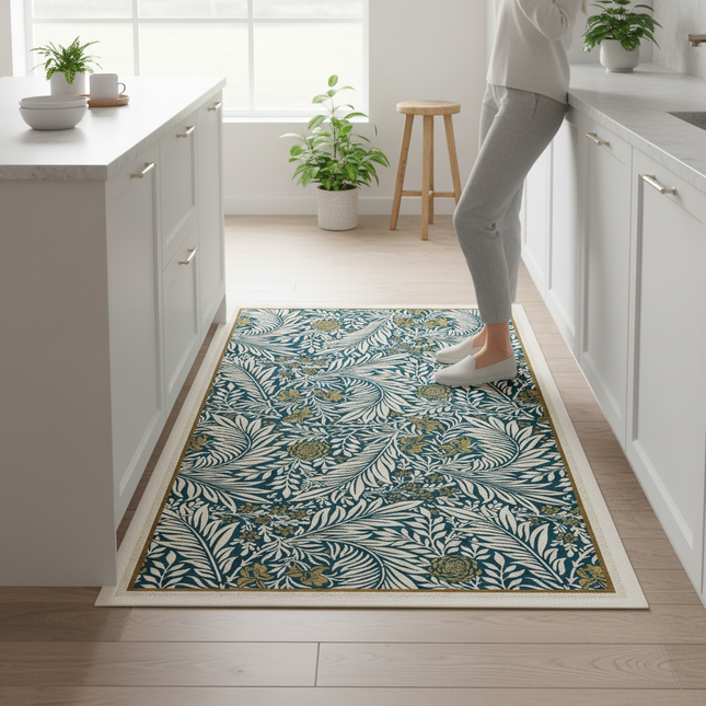 Tapis Cuisine floral rétro antidérapant