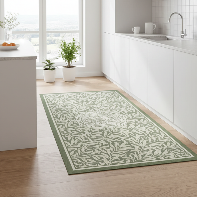 Tapis Cuisine rétro feuillage lavable