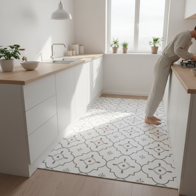 Tapis Cuisine moderne motif géométrique lavable