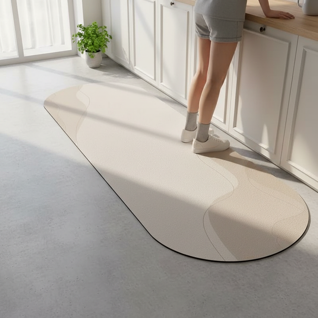 Tapis Cuisine beige ovale moderne