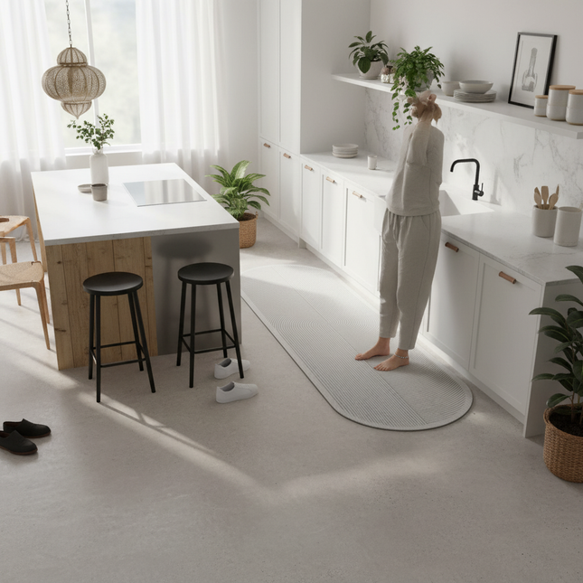 Tapis Cuisine Gris Géométrique Antidérapant