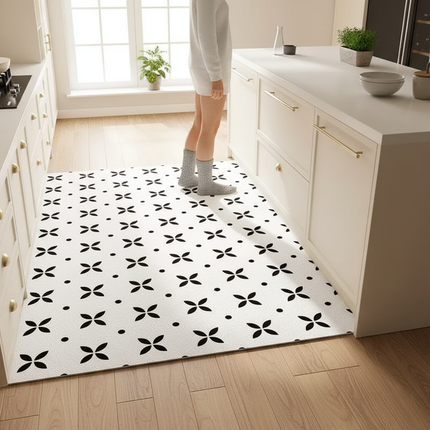 Tapis Cuisine noir et blanc lavable