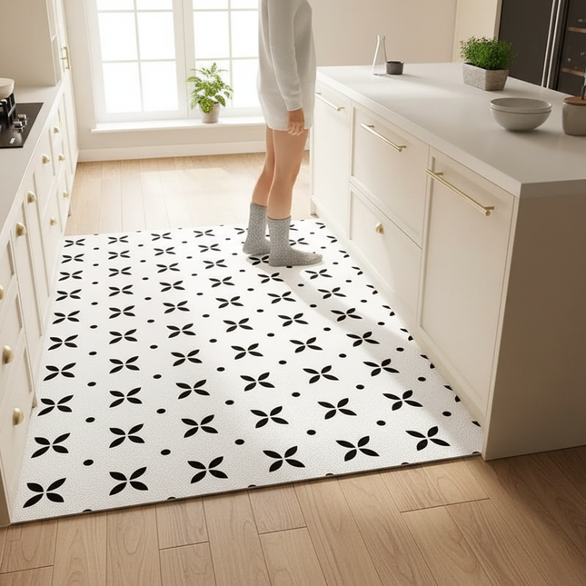 Tapis Cuisine noir et blanc lavable