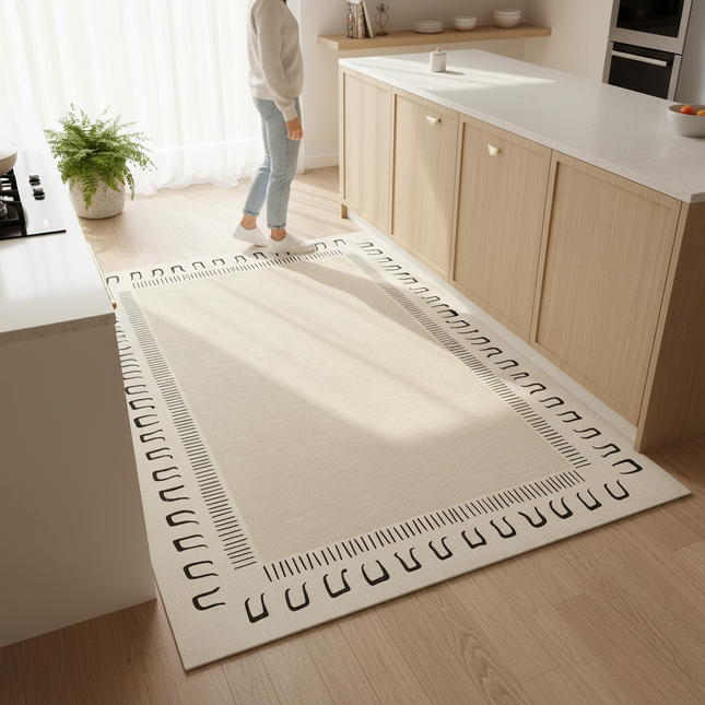 PVC Leather Kitchen Mats Modern Minimalism Matpractical Waterproof Oil-proof Carpet Large Area Anti-fouling Balcony Rug Tapis 러그