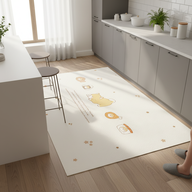 Tapis Cuisine Crème Motif Mignon Antidérapant