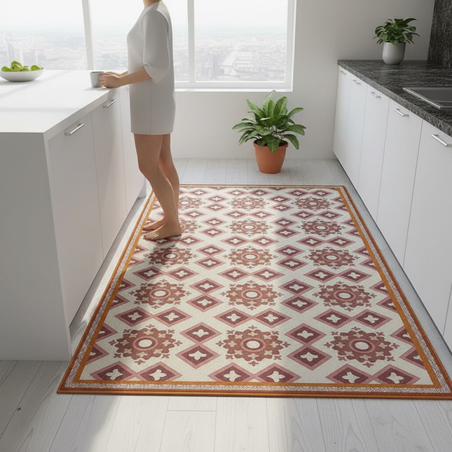Home Kitchen Anti-oil Anti-slip Carpet PVC Leather Entrance Rugs Large Area Balcony Carpets Modern Living Room Decoration Rug