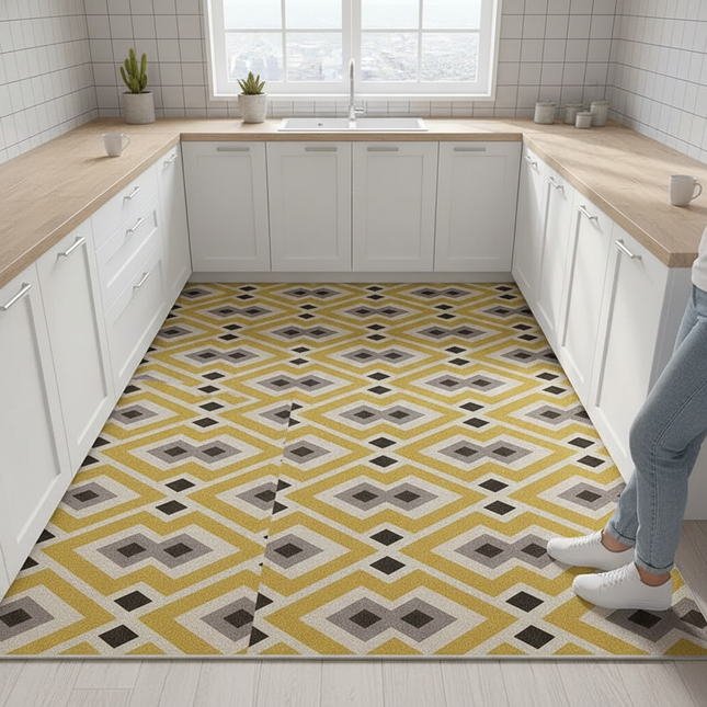 Home Kitchen Anti-oil Anti-slip Carpet PVC Leather Entrance Rugs Large Area Balcony Carpets Modern Living Room Decoration Rug