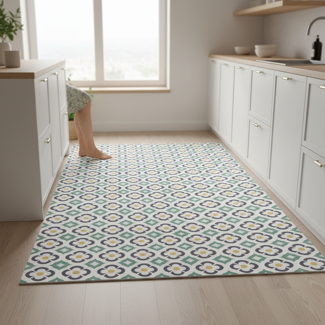 Tapis Cuisine géométrique multicolore anti-tache
