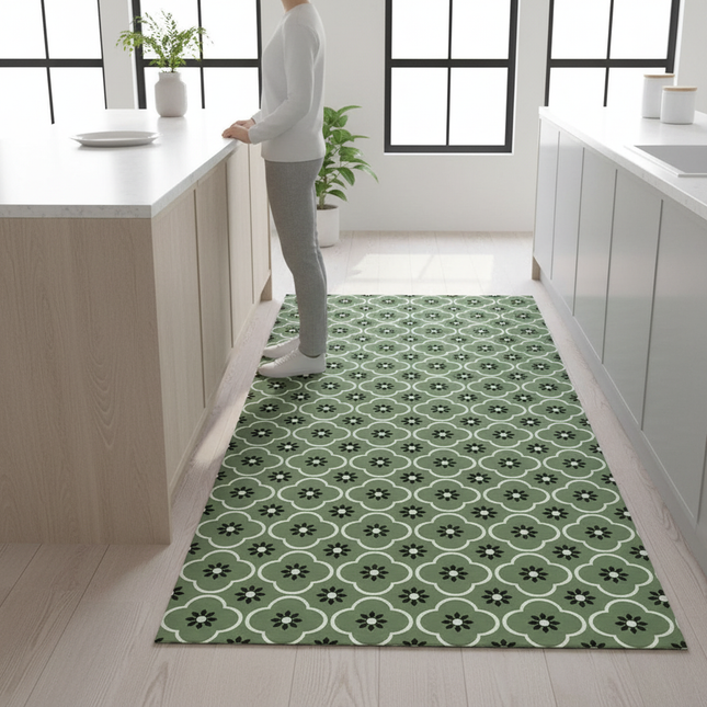 Colorful Polka Dot Kitchen Carpet Oil Stain Resistant Cuttable PVC Leather Rug Fashion Art Home Decorative Balcony Floor Mat  러그