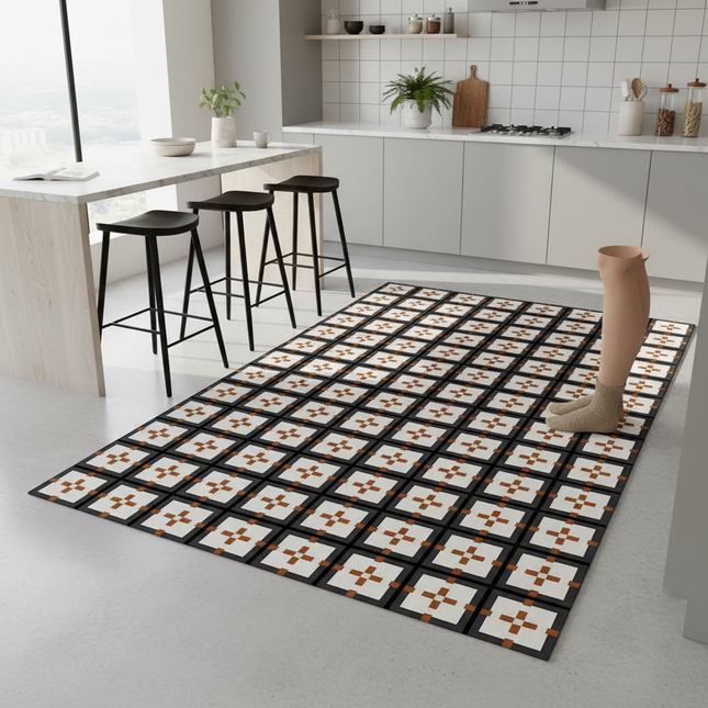Colorful Polka Dot Kitchen Carpet Oil Stain Resistant Cuttable PVC Leather Rug Fashion Art Home Decorative Balcony Floor Mat  러그