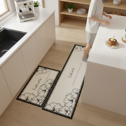 Tapis Cuisine floral moderne antidérapant