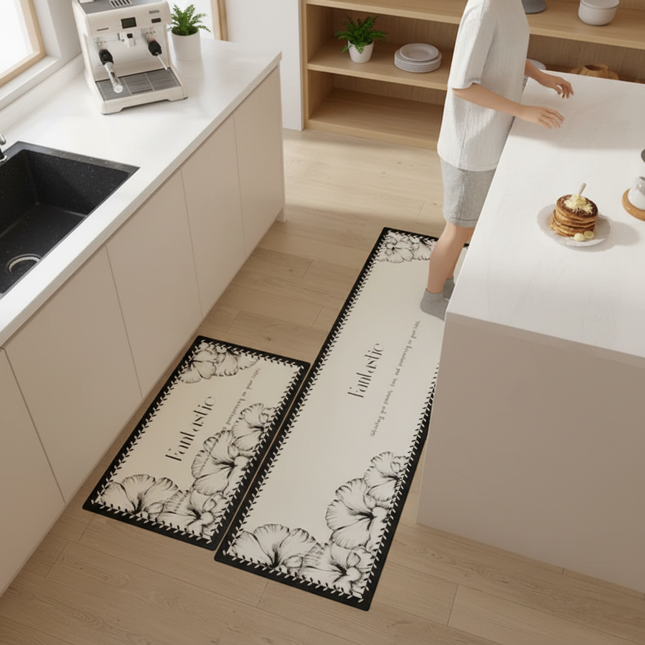 Tapis Cuisine floral moderne antidérapant