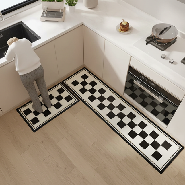 Flower Pvc Leather Waterproof Rugs Non-slip Long Rug Carpet for Kitchen Floor Mat Oil-proof Foot Mats