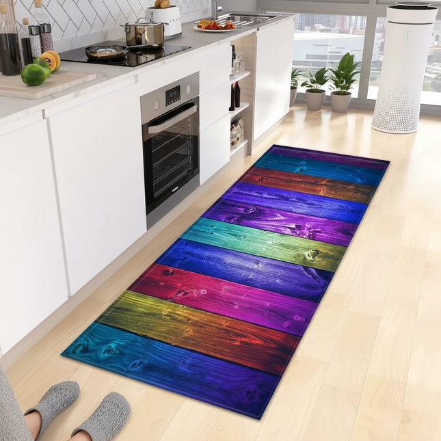 Tapis Cuisine bois coloré antidérapant