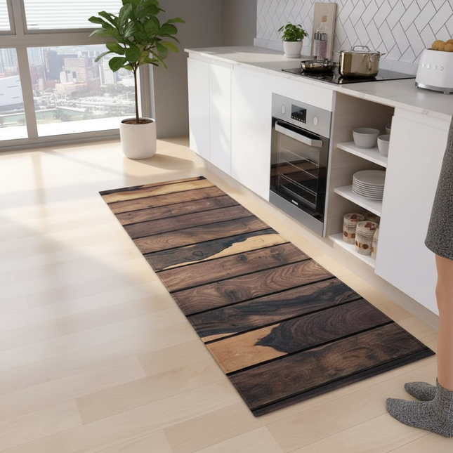 Wood Grain Kitchen Rug Bedroom Entrance Doormat Anti-Slip Living Room Floor Decor Carpet Home Bath Hallway Foot Mat Custom Made