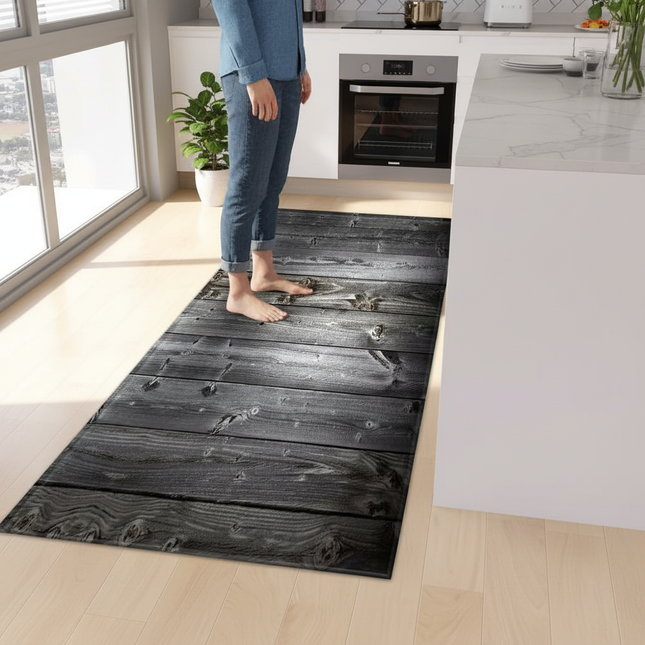 Tapis Cuisine bois vieilli antidérapant vintage