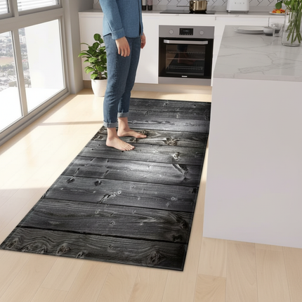 Tapis Cuisine bois vieilli antidérapant vintage