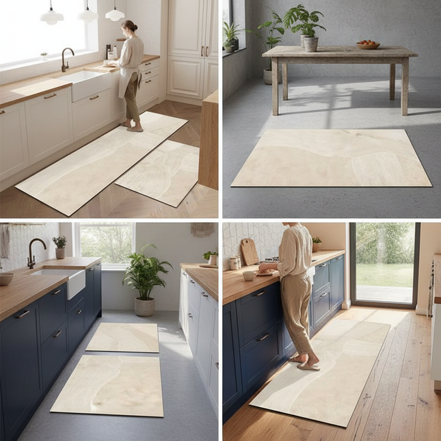 Tapis Cuisine beige motif abstrait antidérapant