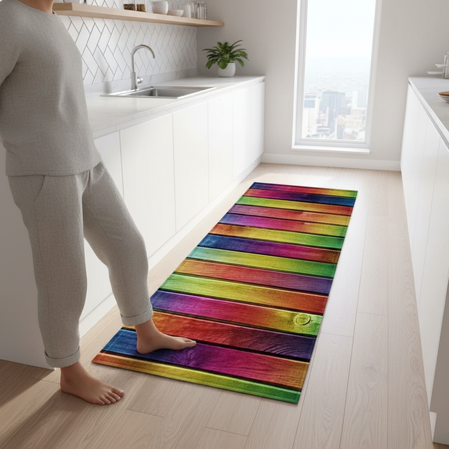 Wood Grain Kitchen Rug Bedroom Entrance Doormat Anti-Slip Living Room Floor Decor Carpet Home Bath Hallway Foot Mat Custom Made
