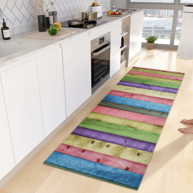 Wood Grain Kitchen Rug Bedroom Entrance Doormat Anti-Slip Living Room Floor Decor Carpet Home Bath Hallway Foot Mat Custom Made