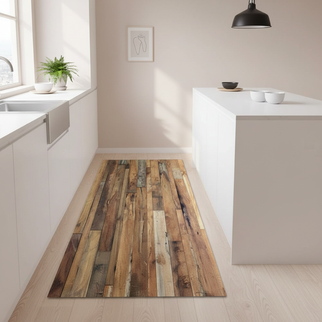 Tapis Cuisine motif bois rustique antidérapant