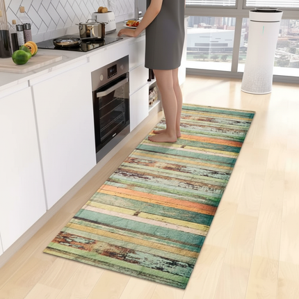 Tapis Cuisine effet bois multicolore antidérapant