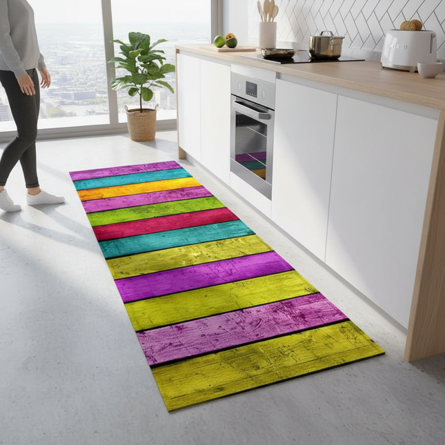 Wood Grain Kitchen Rug Bedroom Entrance Doormat Anti-Slip Living Room Floor Decor Carpet Home Bath Hallway Foot Mat Custom Made