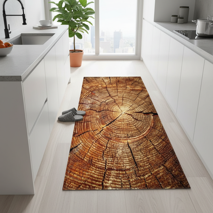 Tapis Cuisine motif rondin de bois antidérapant