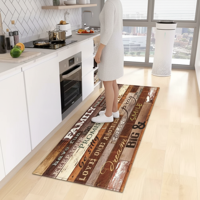 Tapis Cuisine effet bois citations antidérapant