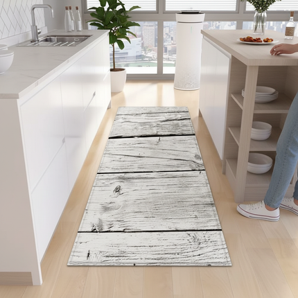 Tapis Cuisine effet bois blanchi antidérapant