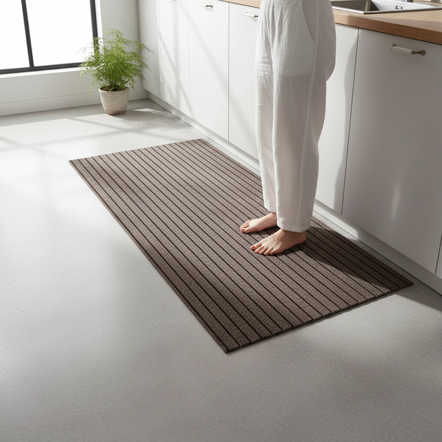 Tapis Cuisine Marron Rayé Antidérapant