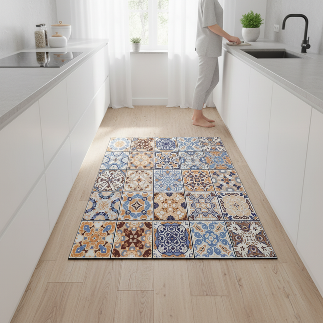 Tapis Cuisine motif carreaux antidérapant