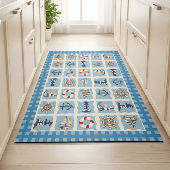 Tapis Cuisine bleu marin antidérapant