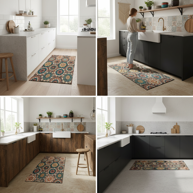 Tapis Cuisine Motif Mandala Antidérapant