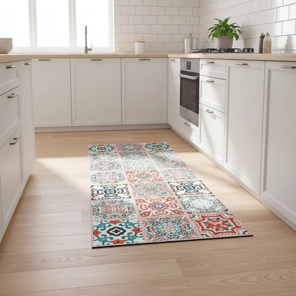 Tapis Cuisine carreaux de ciment antidérapant traditionnel