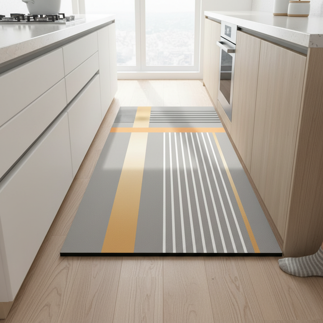 Tapis Cuisine gris géométrique moderne
