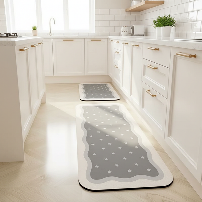 Tapis Cuisine gris étoiles antidérapant