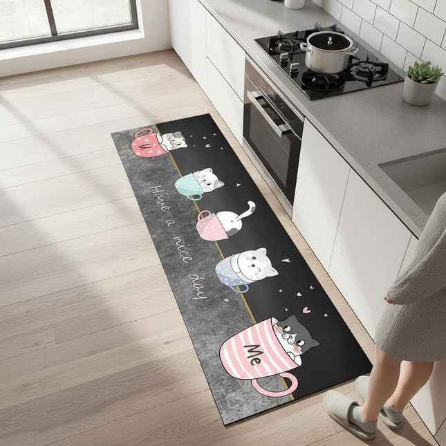 Cat Kitchen Corner Absorbent Non-slip Vinyl Rug Quality Washable Long Floor Mat Bedroom Hallway Corner Bathroom Doormat Carpet