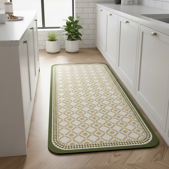 Tapis Cuisine motif étoile vert antidérapant