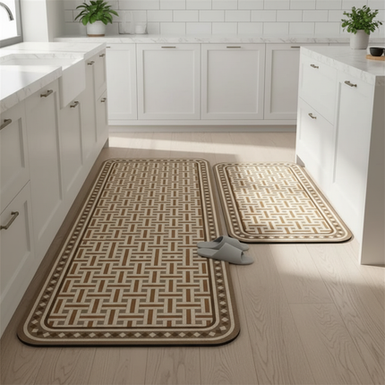 Tapis Cuisine géométrique moderne antidérapant fin