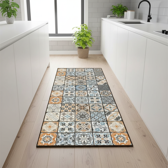 Tapis Cuisine carreaux ciment antidérapant durable